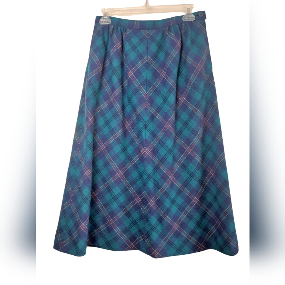 Plaid A-Line Skirt in Blue and Purple